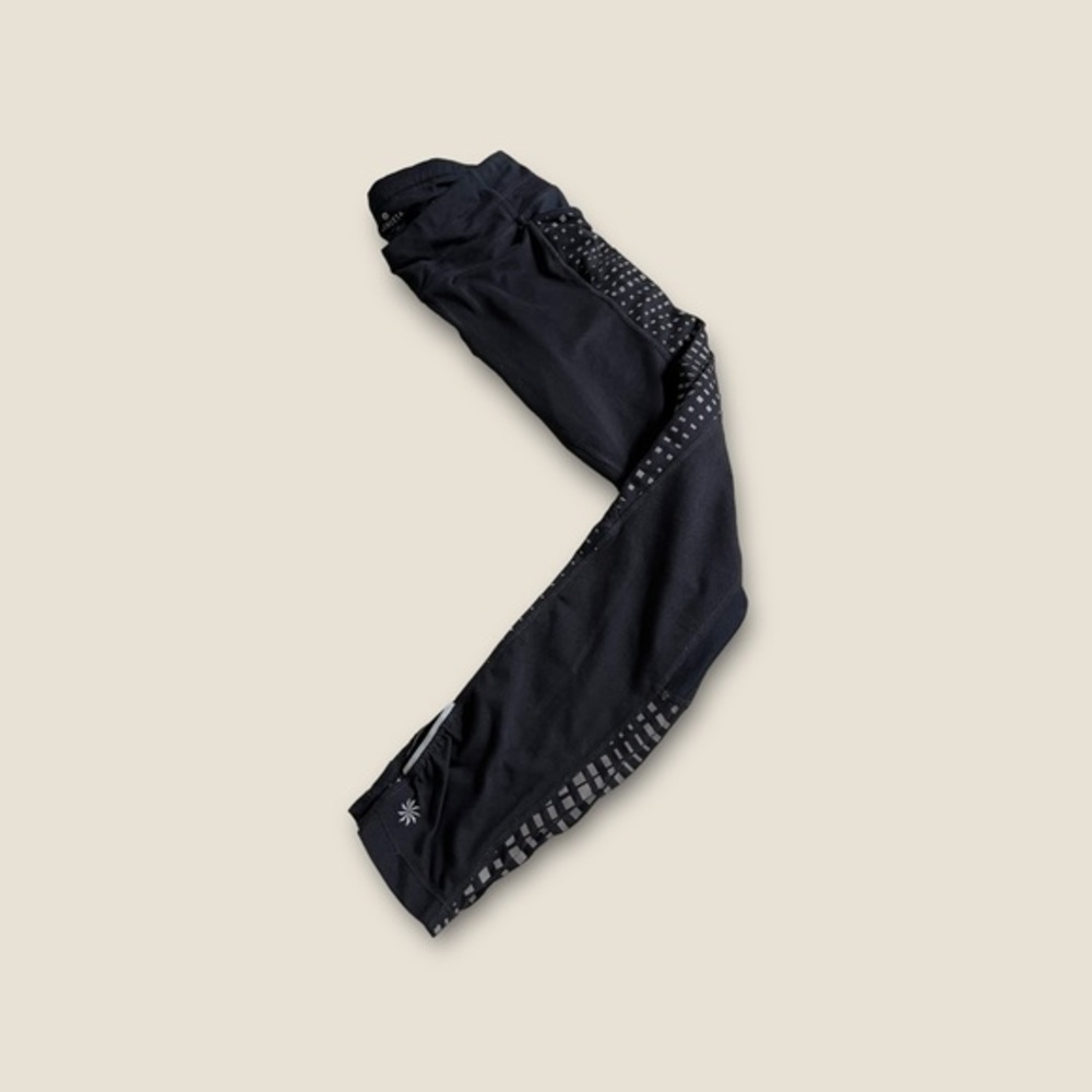 Athleta Legging Pants Women's Sz M Black Ruffle Ankle With Pockets ✅